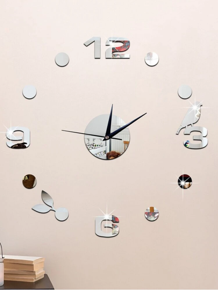 Bird Detail Clock Mirror Wall Sticker 14pcs Shein Usa Clock Mirror Wall Sticker 14pcs Shein