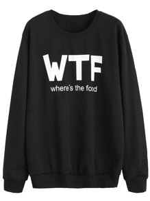 Black Letters Print Sweatshirt