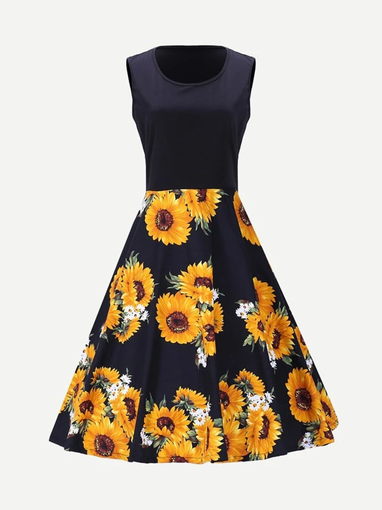 sunflower print dress