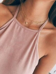 Collar a capas con diseño de corazón - Amarillo Oro - Ver 2