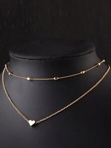 Collar a capas con diseño de corazón - Amarillo Oro - Ver 1