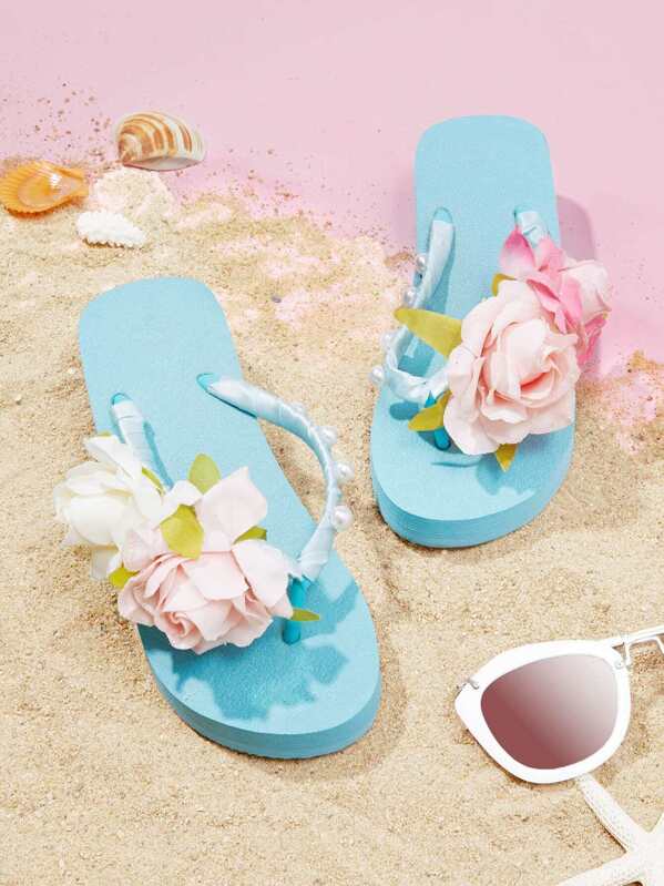 Perla Cuñas Artificial Chancletas Flor Y Con SzLMVGqUp