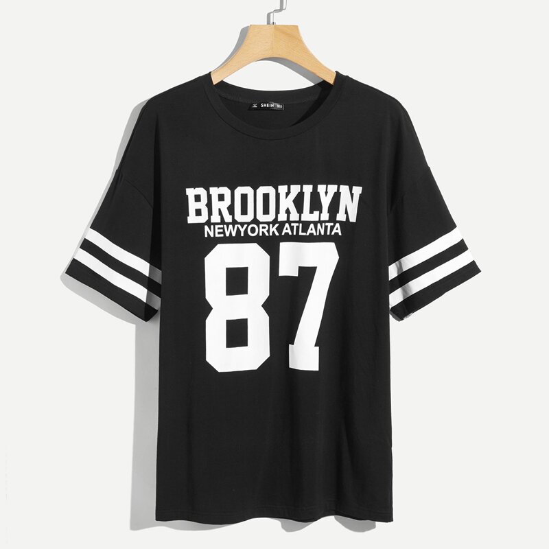 

Guys Varsity Print T-shirt, Black