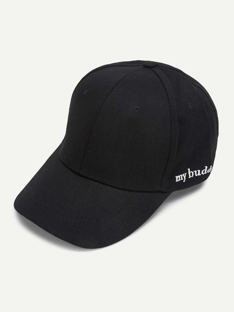 

Embroidered Letter Baseball Cap, Black
