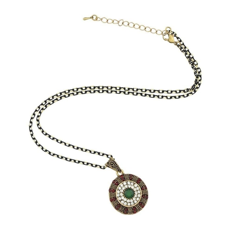

Green Retro Diamond Necklace, Multicolor