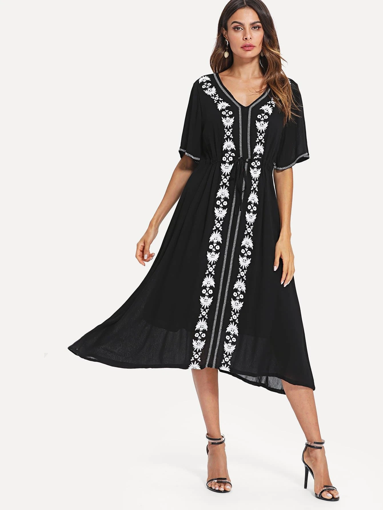 shein floral embroidered dress