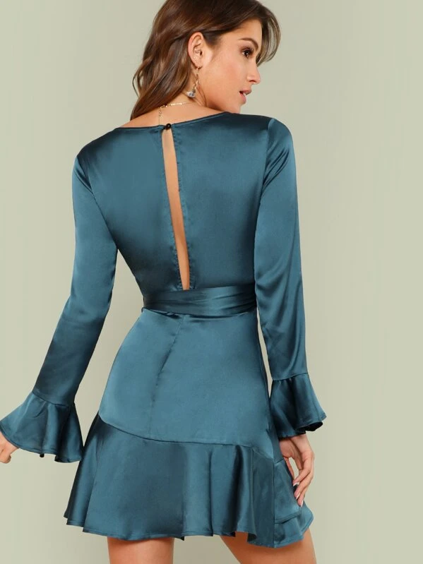 shein teal dress