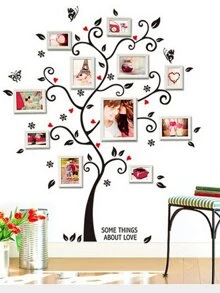 1set DIY Wall Sticker Memory Tree Photo Frames Sticker, Black Removable Memory Tree, Photo Tree Wall Sticker, Creative Bedroom Bedside Decorative Painting Wall Art Sticker,Stickers,Wall Decal, Vinyl Decal For Home Decorations,Spring Decoration Items Refresh Your Home,Rama Decoration Stickers - Multicolor - View 2