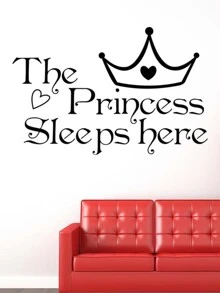 Crown & Slogan Wall Sticker - Black - View 2