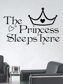 Crown & Slogan Wall Sticker - Black - View 4