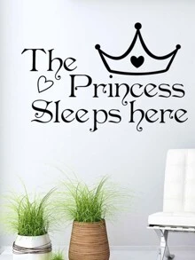 Crown & Slogan Wall Sticker - Black - View 5