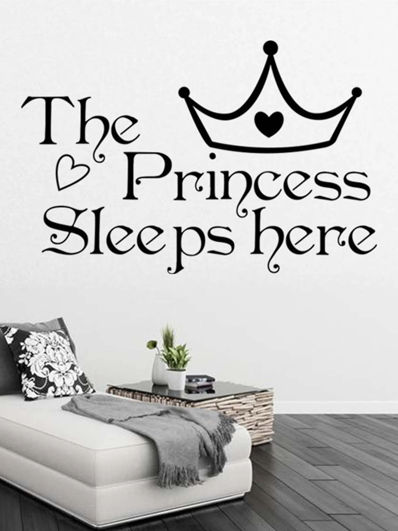 Crown & Slogan Wall Sticker - Black - View 1