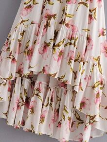 lace panel open back dip hem dress