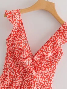 رومبير معقود الظهر مقلم ومكشكش وبطباعة كليكو