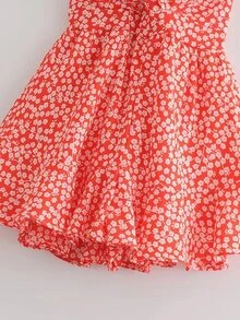 رومبير معقود الظهر مقلم ومكشكش وبطباعة كليكو