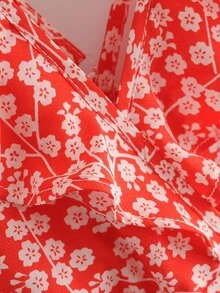 رومبير معقود الظهر مقلم ومكشكش وبطباعة كليكو