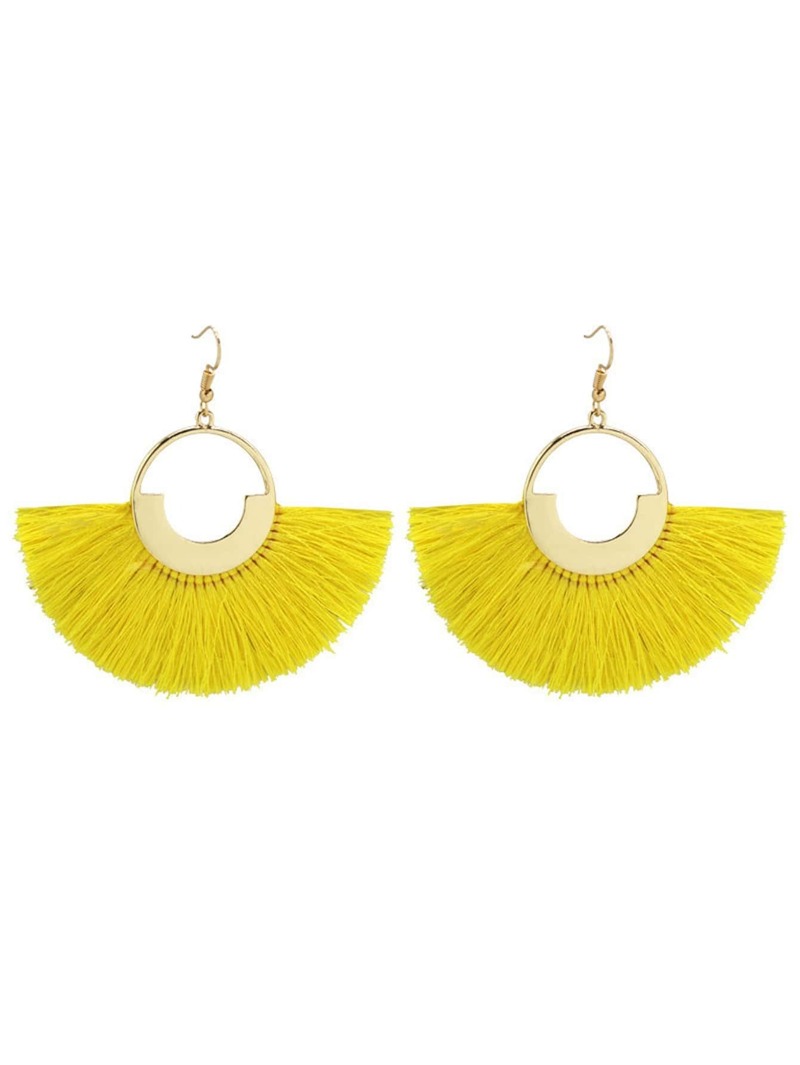 

Tassel Drop Hoop Earrings, Yellow
