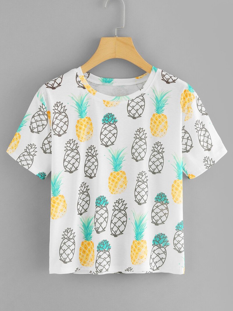 

Pineapple Print Tee, Beige