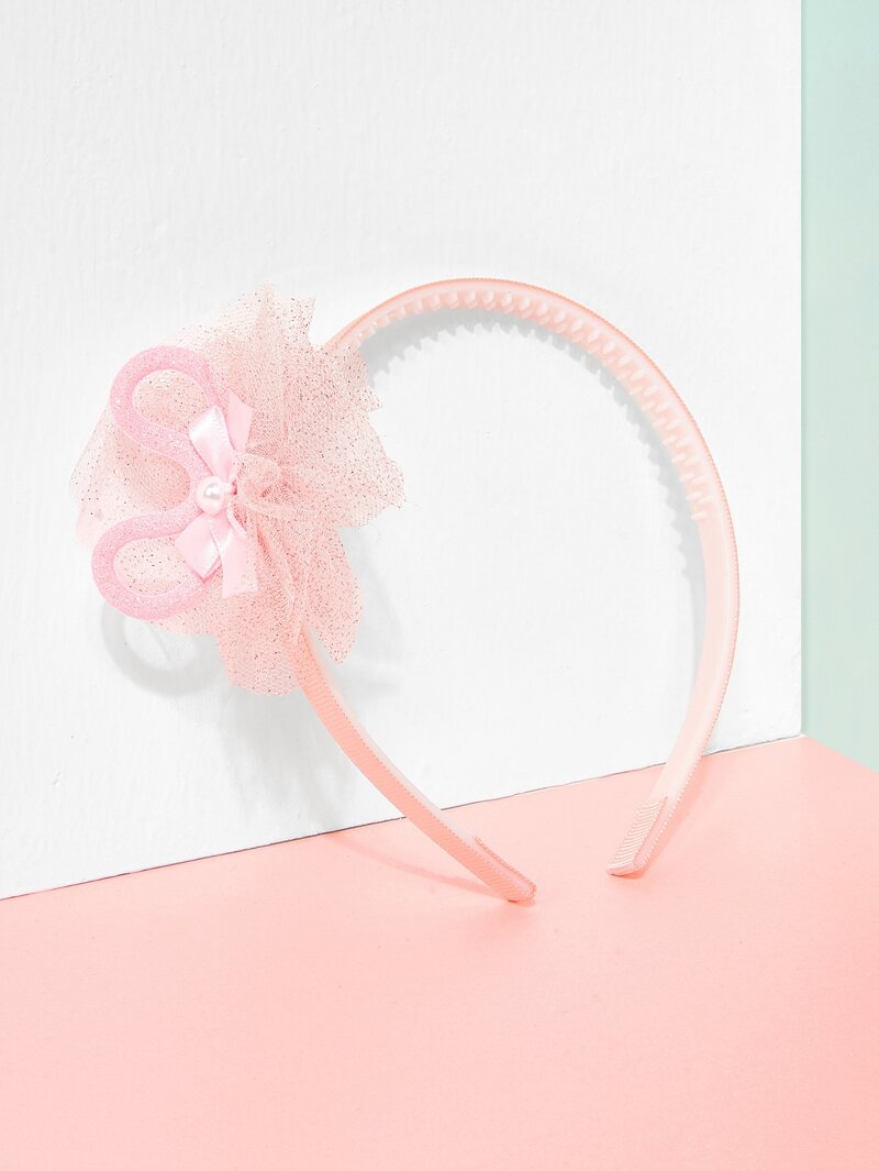 

Bow Detail Kids Headband With Faux Pearl, Pink