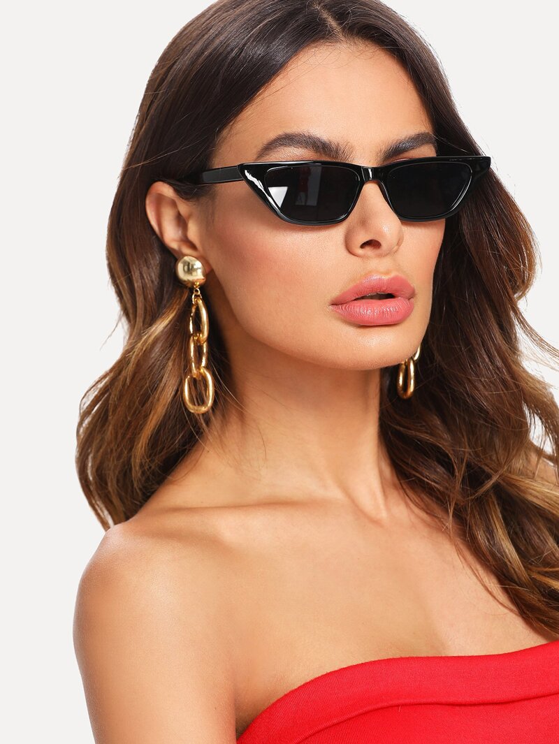 

Cat Eye Mirror Lens Sunglasses, Black