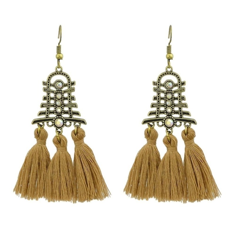 

Coffee National Wind Fringe Earrings