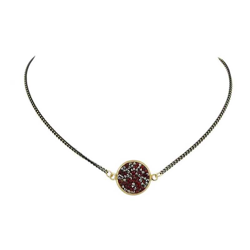 

Red Crystal Disc Necklace, Multicolor