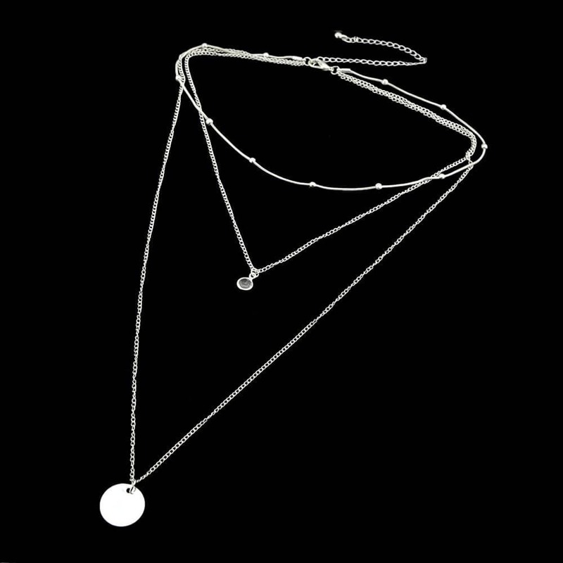 

Silver Geometric Round Pendant Necklace