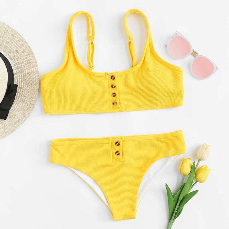 

Adjustable Straps Bikini Set, White