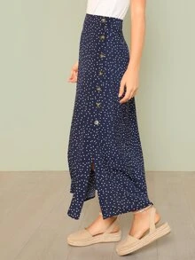 SHEIN Polka Dot Slit Side Skirt