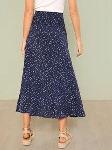 SHEIN Polka Dot Slit Side Skirt