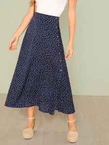 SHEIN Polka Dot Slit Side Skirt