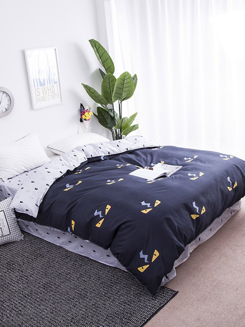 

Cartoon Print Duvet Cover, Navy