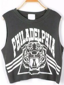 PHILADELPHIA Tiger Print Crop Tank Top