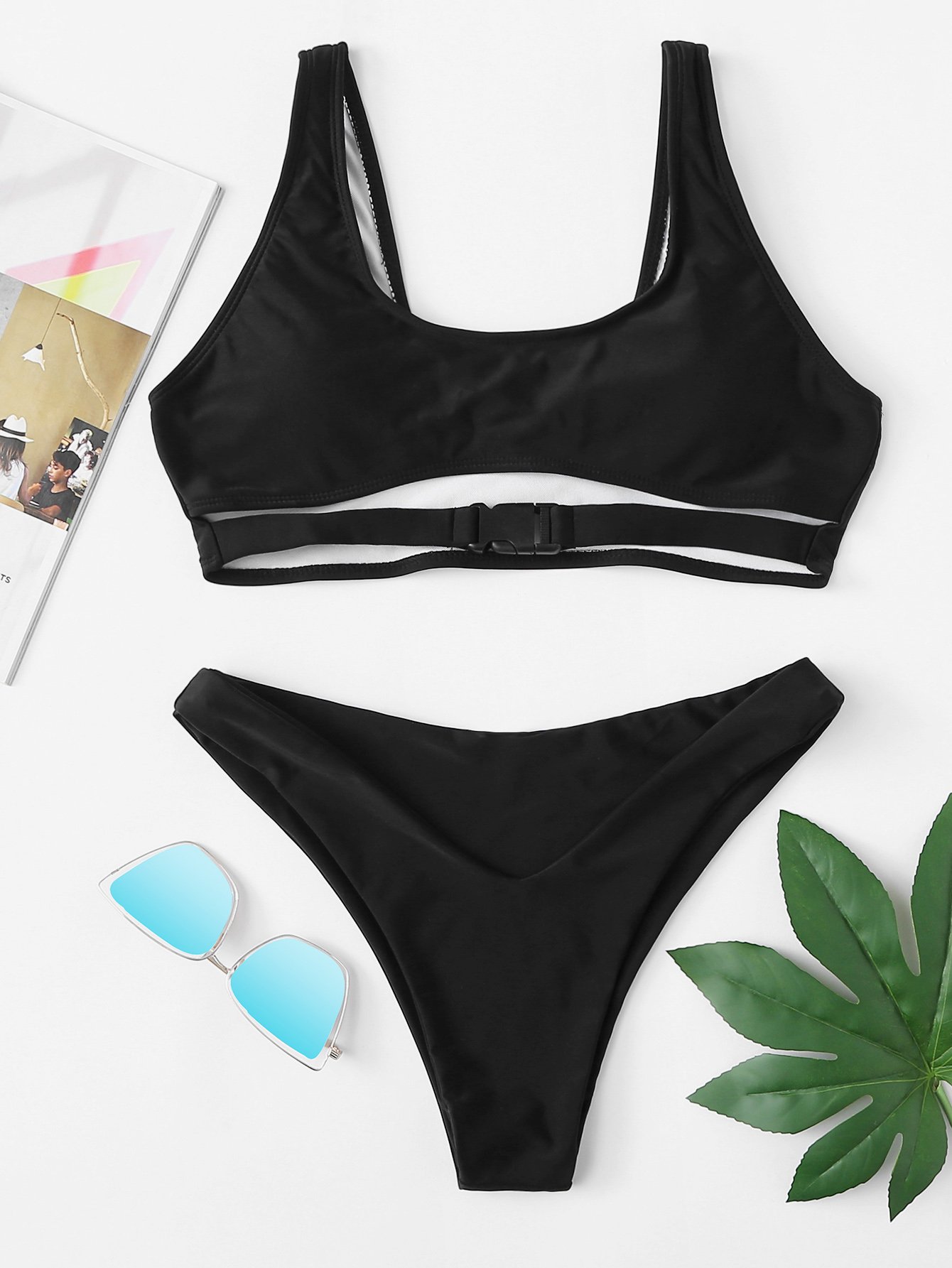 Hook Front Bikini Set ROMWE