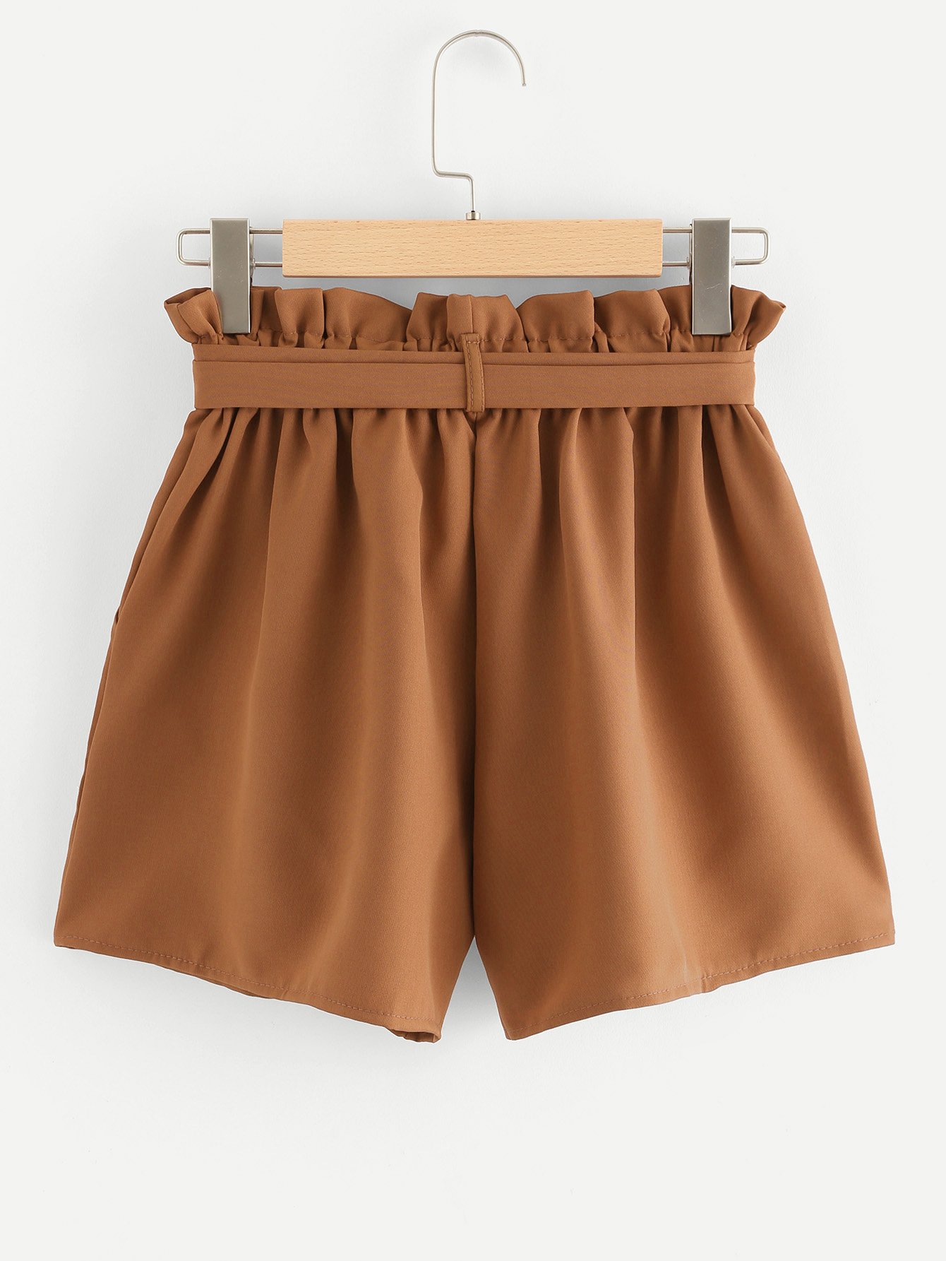 frill waist self tie shorts