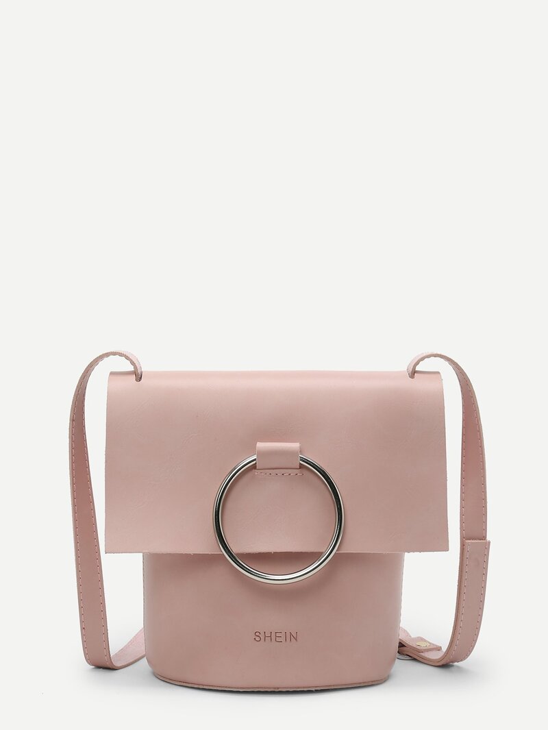 

Ring Front Flap Crossbody Bag, Pink