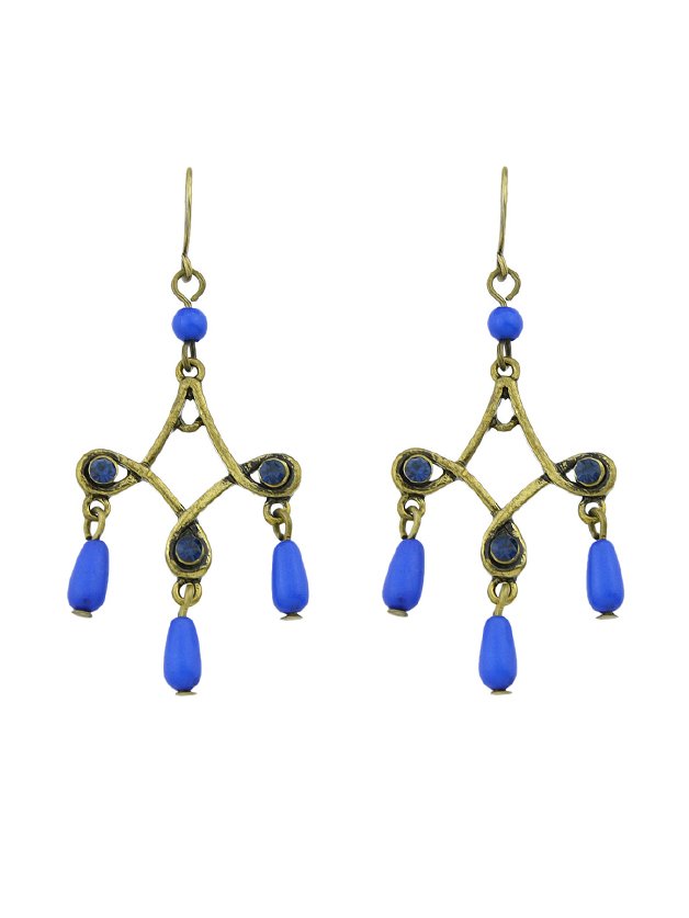

Blue Retro Tassel Earrings