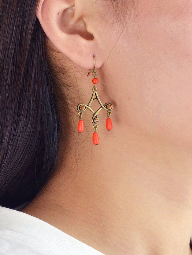 

Orange Retro Tassel Earrings, Red