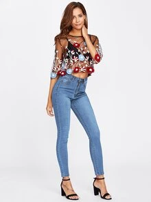 Basic Skinny Jeans - Medium Wash - View 3