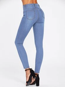 Basic Skinny Jeans - Medium Wash - View 2