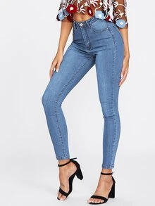 Basic Skinny Jeans - Medium Wash - View 1