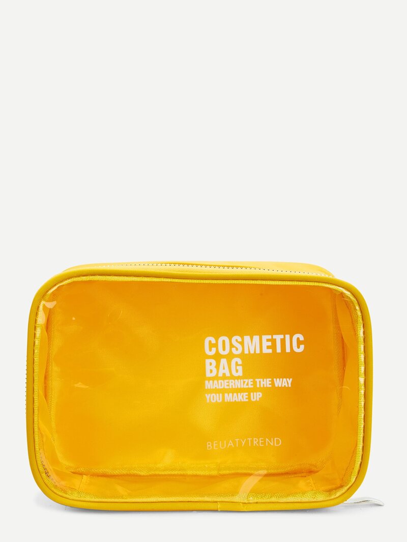

Letter Print Makeup Bag, Yellow