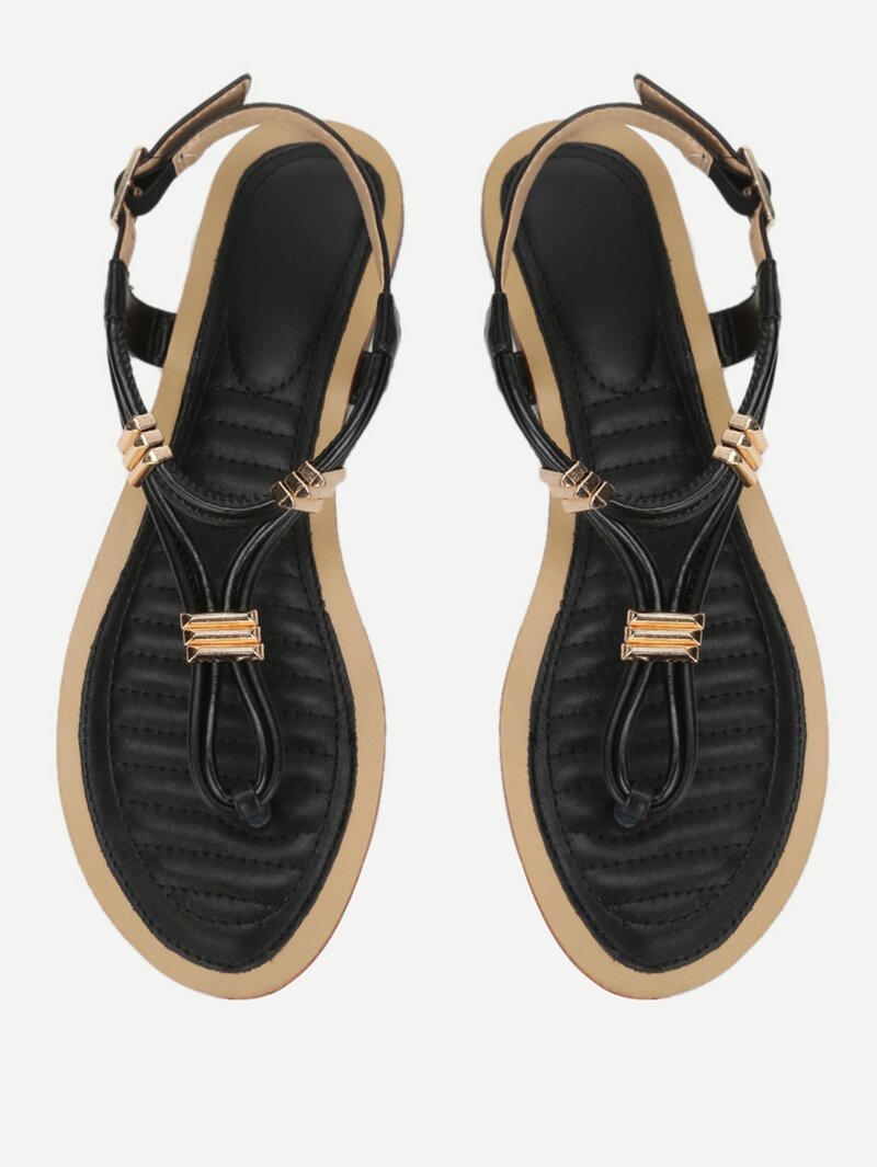 

Toe Post Flat Sandals, Black