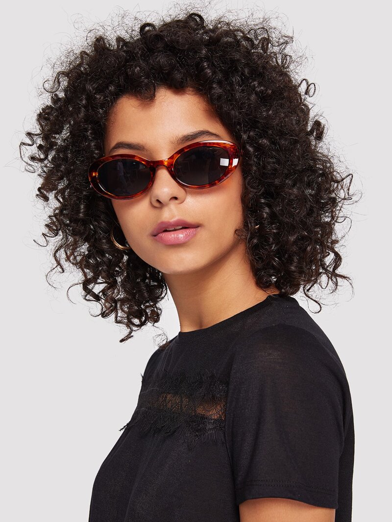 

Leopard Frame Flat Lens Sunglasses, Brown