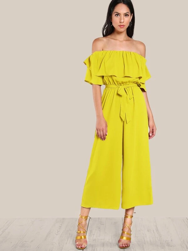 off shoulder jumpsuit shein