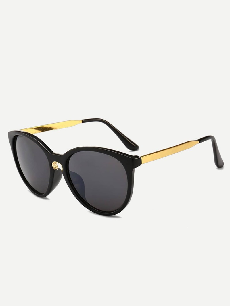 

Contrast Frame Mirror Lens Sunglasses, Grey