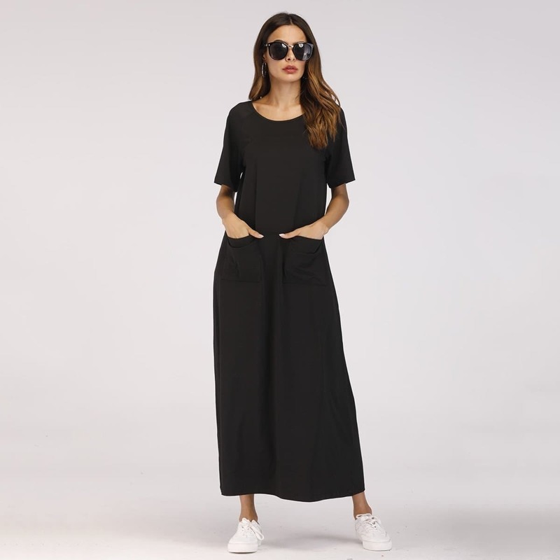 

Dual Pocket Longline Dress, Black