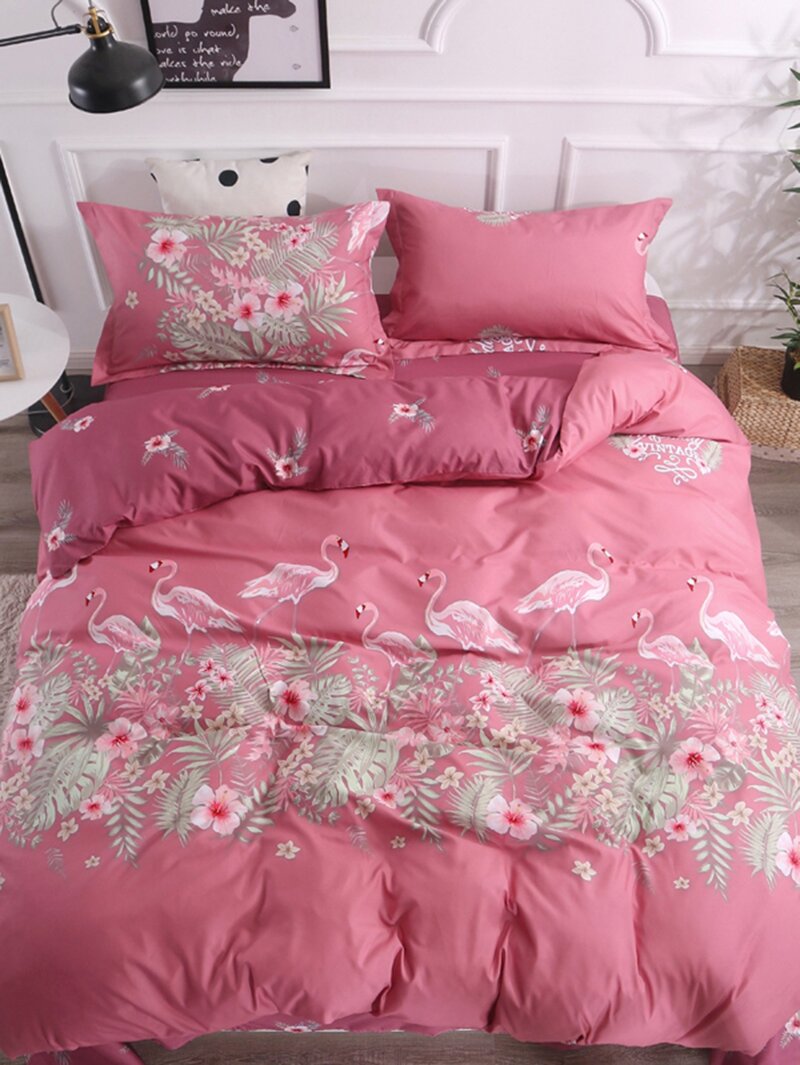 

Flamingos & Flower Print Sheet Set, Pink