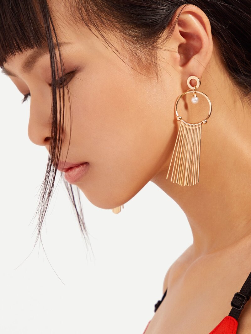 

Bar & Hoop Drop Earrings, Gold