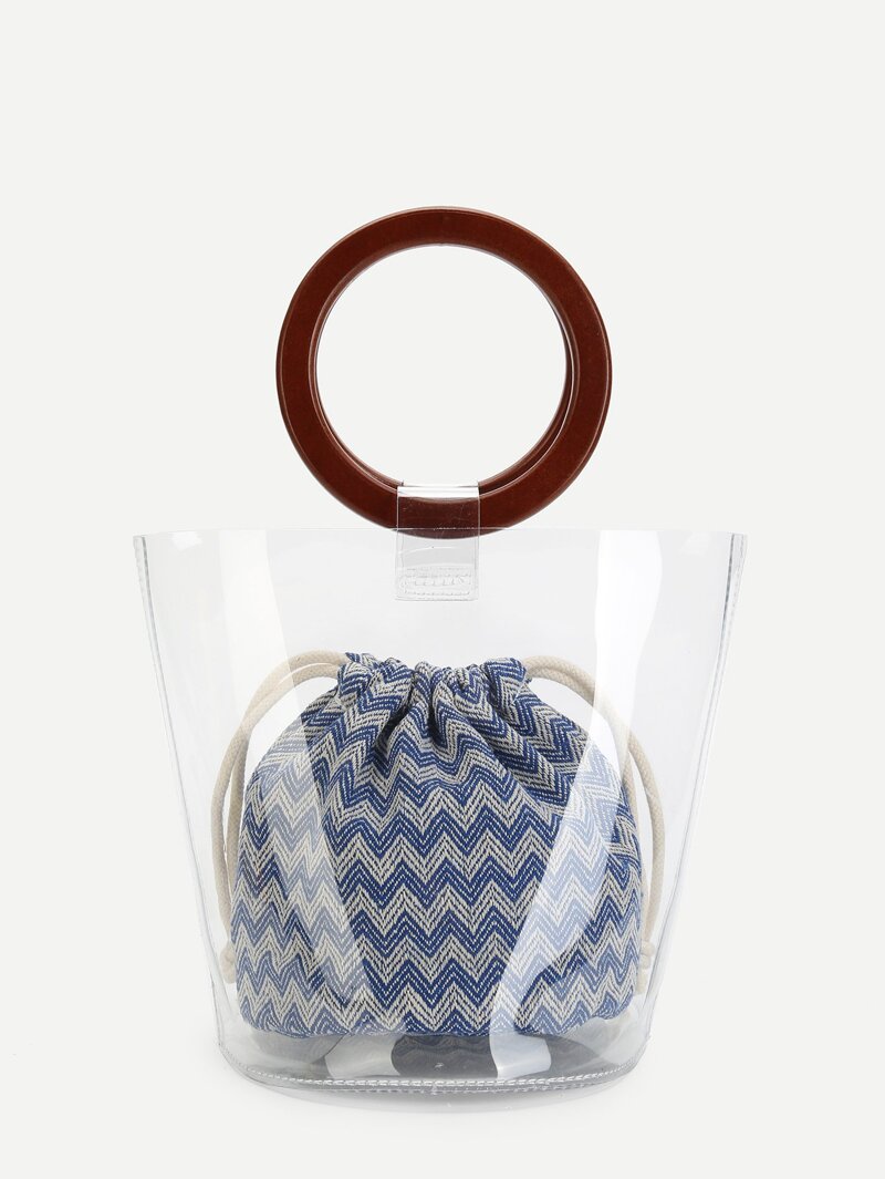 

Clear Tote Bag With Inner Pouch, Multicolor